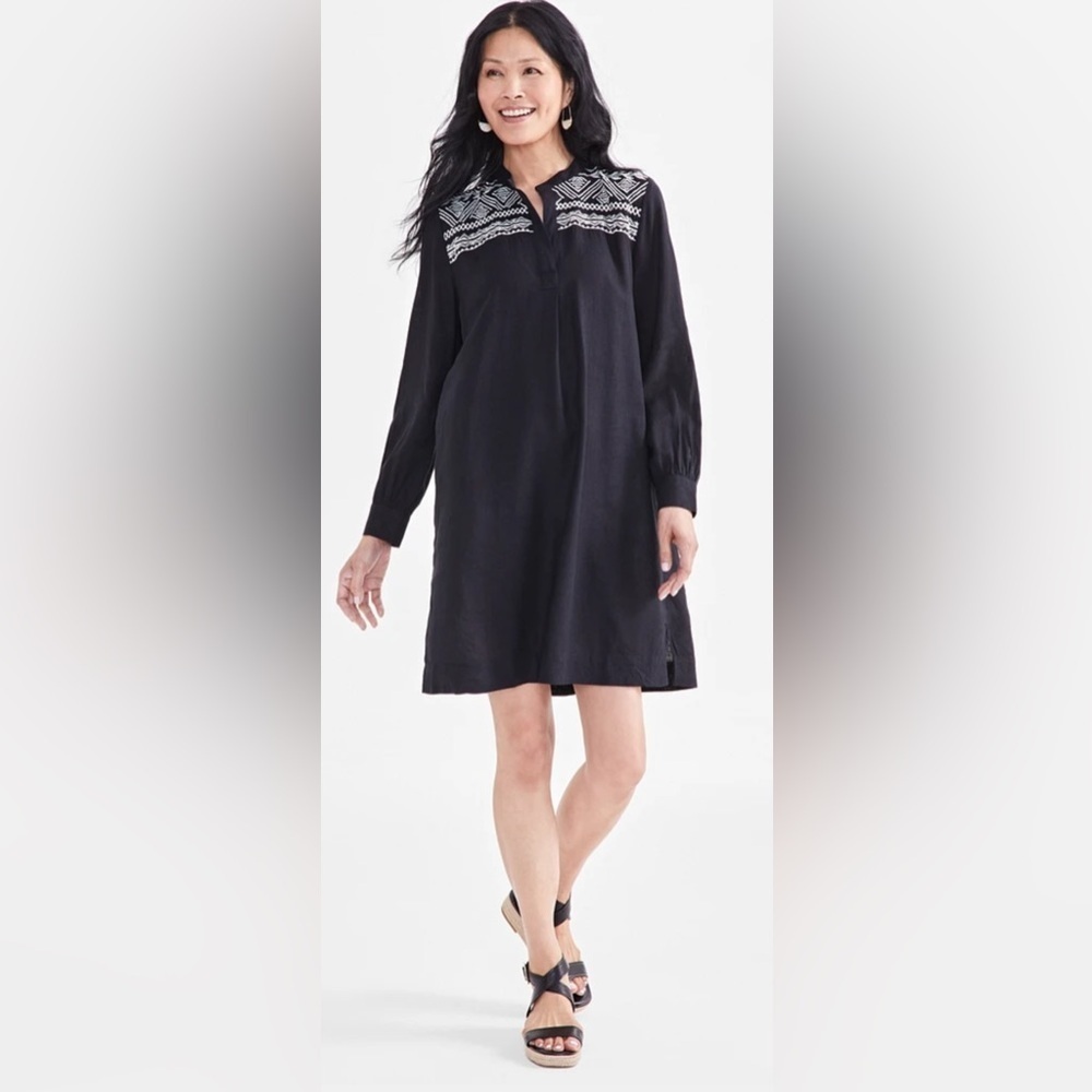 NWT Style & Co. Size S‎ Embroidered Pullover Long-Sleeve Dress